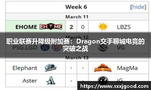 职业联赛升降级附加赛：Dragon交手聊城电竞的突破之战